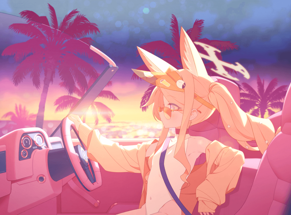 オープンカーを乗り回しているらしいセイア(水着)